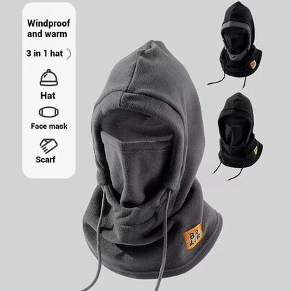 Bonnet d'hiver chaud avec masque et cache-cou 3 en 1, cagoule coupe-vent pour hommes et femmes, idéal pour le vélo et les conditions climatiques froides. 