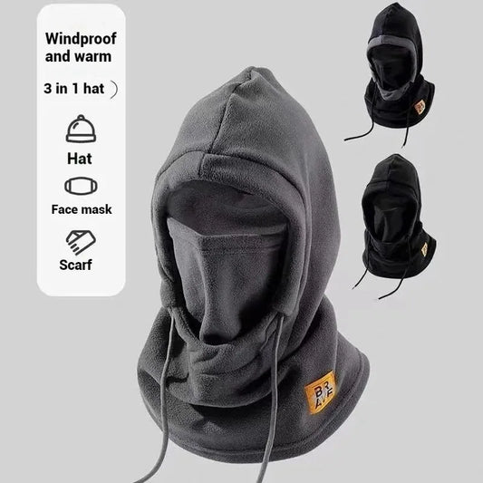 Bonnet d'hiver chaud avec masque et cache-cou 3 en 1, cagoule coupe-vent pour hommes et femmes, idéal pour le vélo et les conditions climatiques froides. 