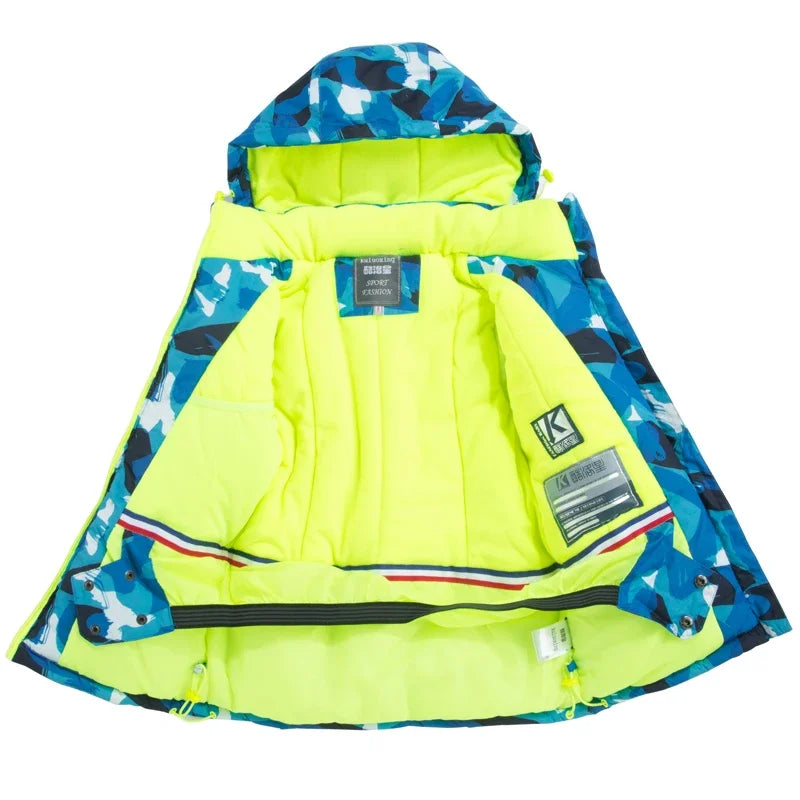 Casaco de esqui e calças para crianças, coupe-vent, imperméable, ensemble de snowboard, quente, trajes de neve, vêtements d'extérieur, meninos, meninas, hiver 