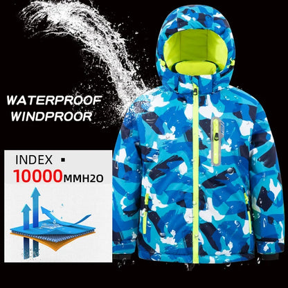 Casaco de esqui e calças para crianças, coupe-vent, imperméable, ensemble de snowboard, quente, trajes de neve, vêtements d'extérieur, meninos, meninas, hiver 