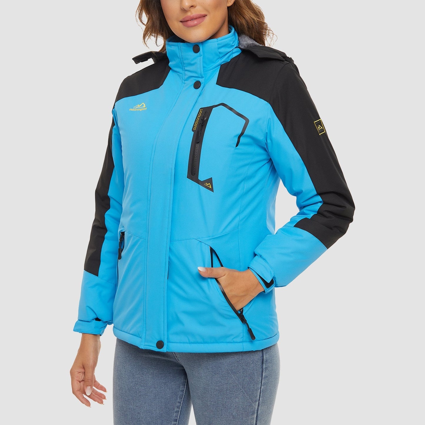 Women's Water-Resistant Fleece Ski Jacket with 4 Pockets