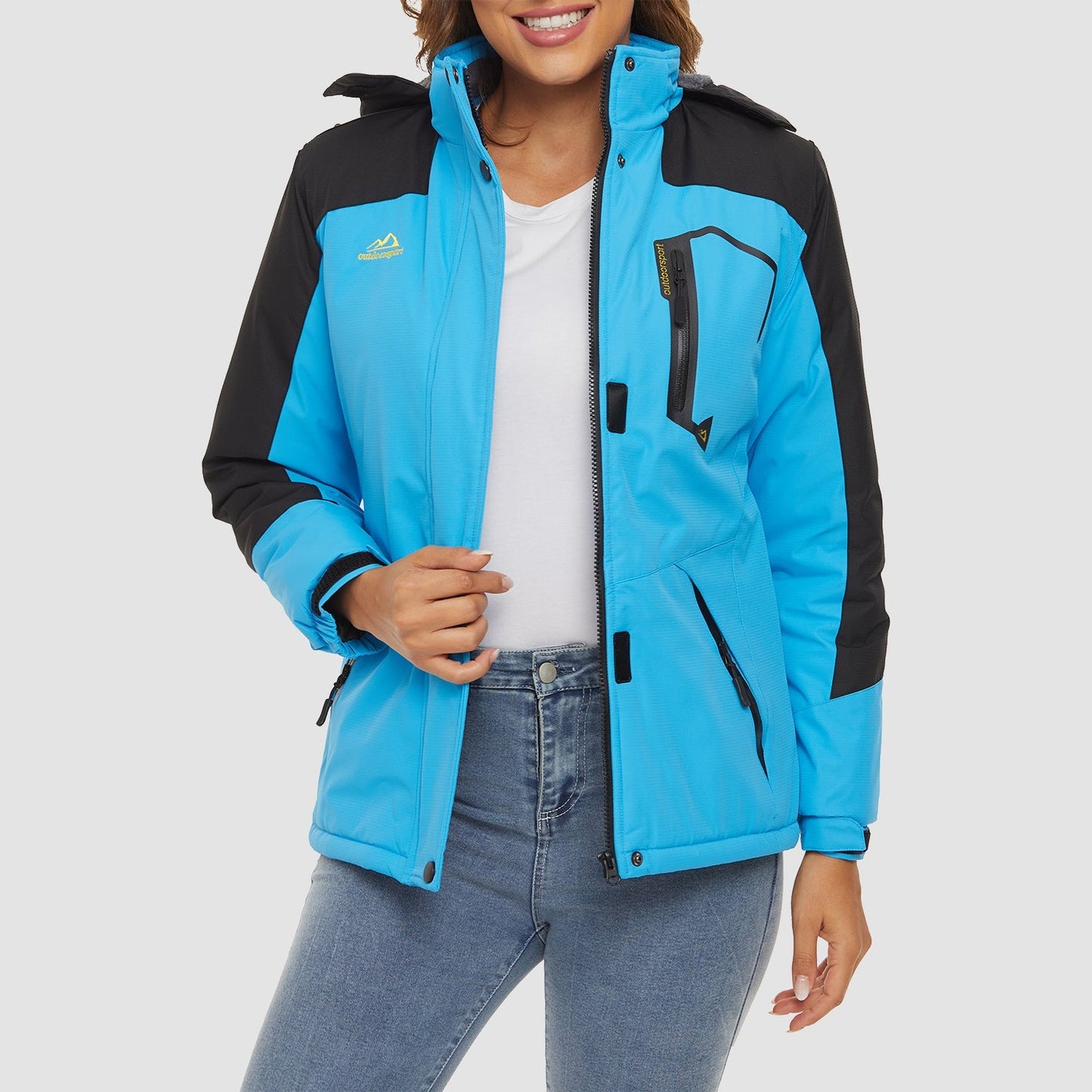 Women's Water-Resistant Fleece Ski Jacket with 4 Pockets