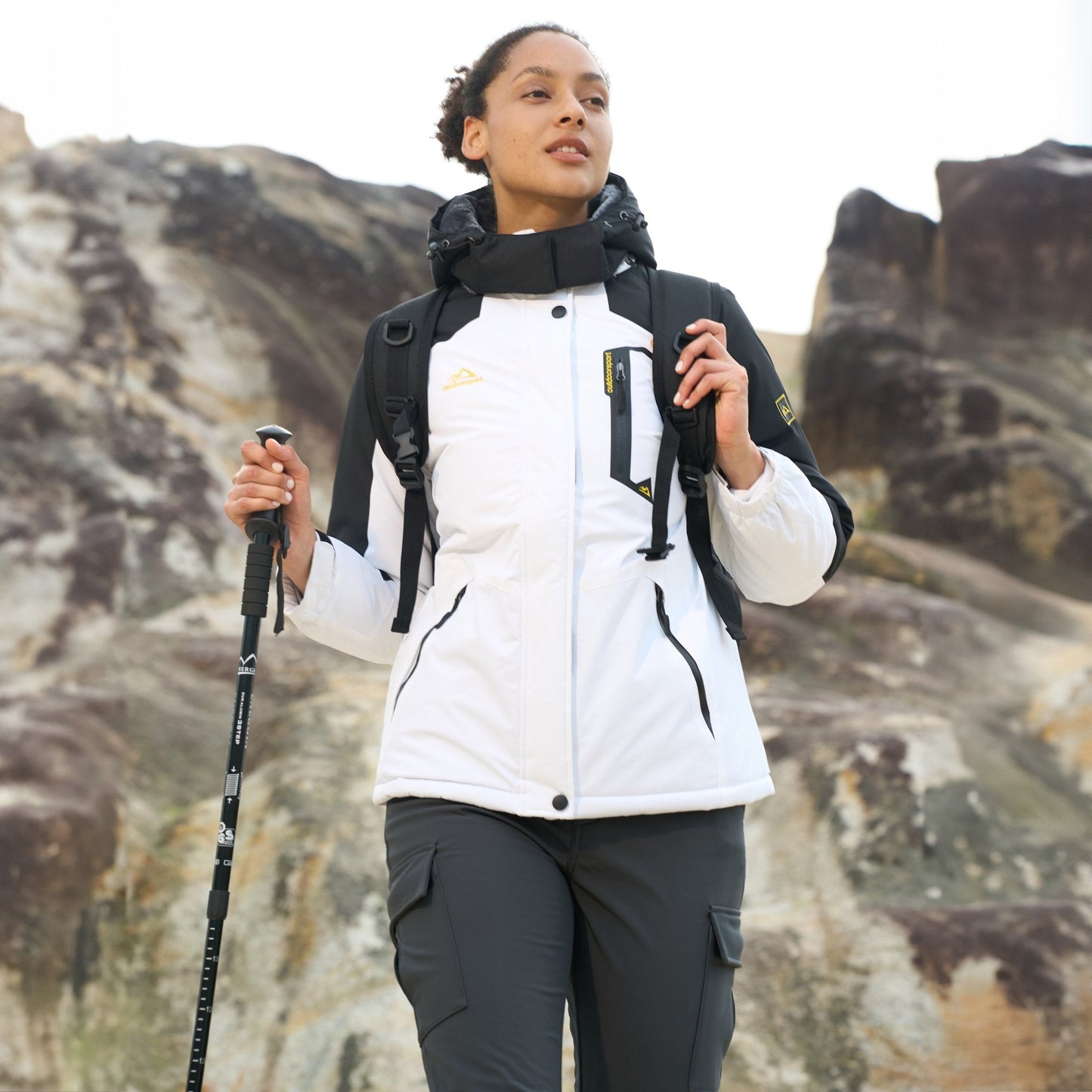 Women's Water-Resistant Fleece Ski Jacket with 4 Pockets